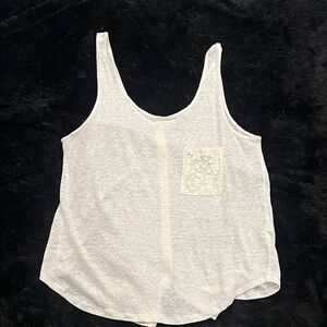 Women's White Lace Pocket Tank Top